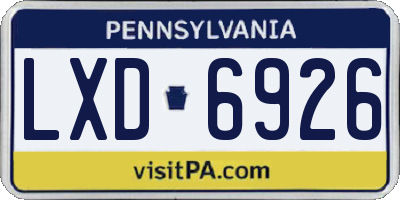 PA license plate LXD6926