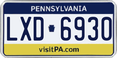 PA license plate LXD6930