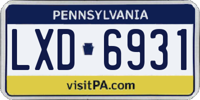 PA license plate LXD6931