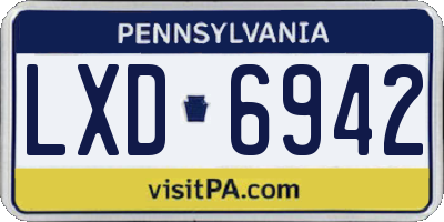 PA license plate LXD6942