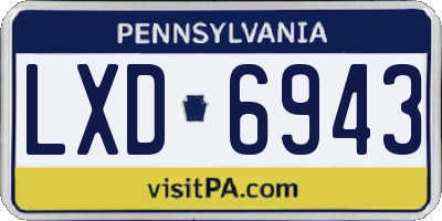 PA license plate LXD6943