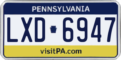 PA license plate LXD6947
