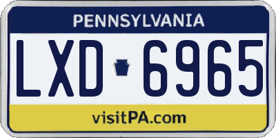PA license plate LXD6965