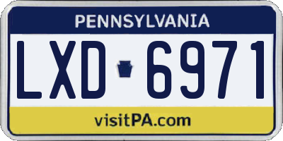 PA license plate LXD6971