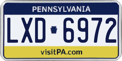 PA license plate LXD6972