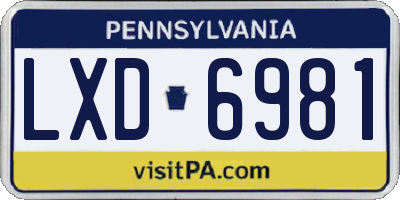 PA license plate LXD6981