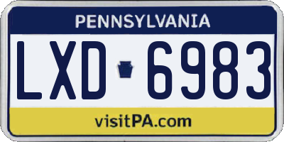 PA license plate LXD6983