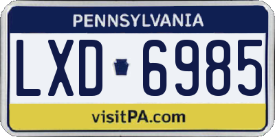 PA license plate LXD6985