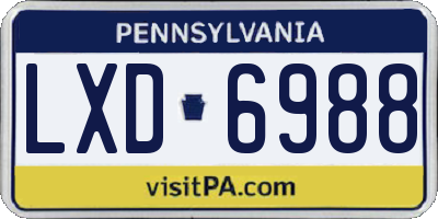 PA license plate LXD6988