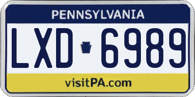 PA license plate LXD6989