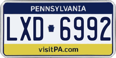 PA license plate LXD6992