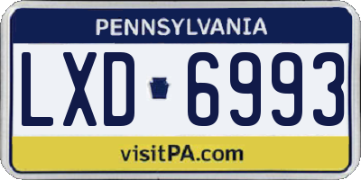 PA license plate LXD6993