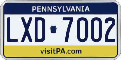 PA license plate LXD7002