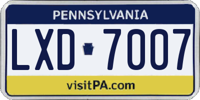 PA license plate LXD7007
