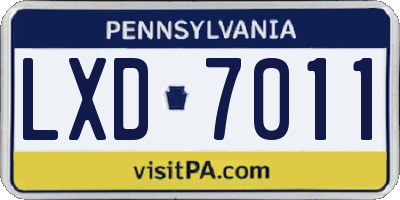 PA license plate LXD7011