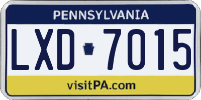 PA license plate LXD7015