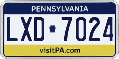 PA license plate LXD7024