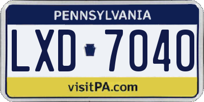 PA license plate LXD7040