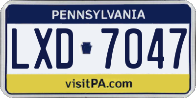 PA license plate LXD7047