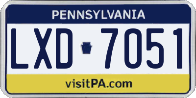 PA license plate LXD7051