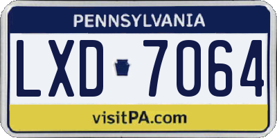 PA license plate LXD7064