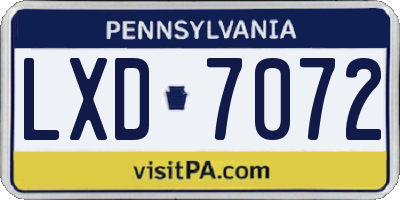 PA license plate LXD7072