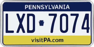 PA license plate LXD7074
