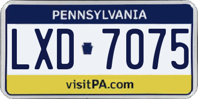 PA license plate LXD7075