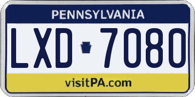 PA license plate LXD7080