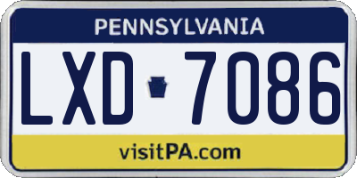 PA license plate LXD7086
