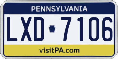 PA license plate LXD7106