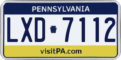 PA license plate LXD7112