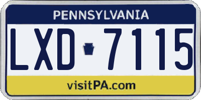 PA license plate LXD7115