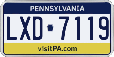 PA license plate LXD7119