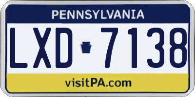 PA license plate LXD7138