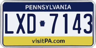 PA license plate LXD7143