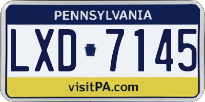 PA license plate LXD7145