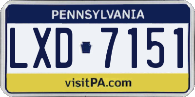 PA license plate LXD7151