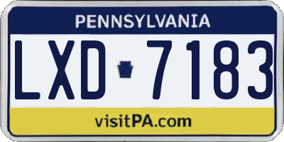 PA license plate LXD7183