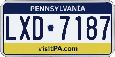 PA license plate LXD7187