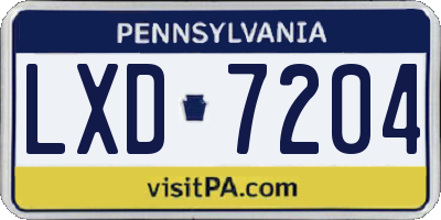 PA license plate LXD7204