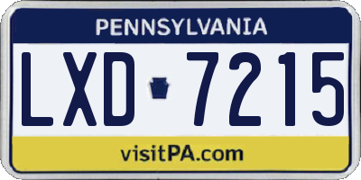 PA license plate LXD7215