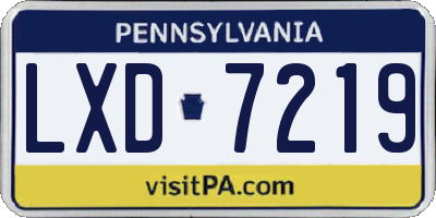 PA license plate LXD7219