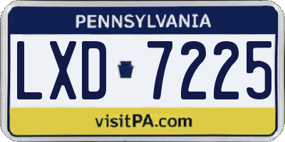 PA license plate LXD7225