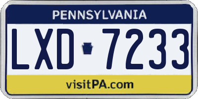 PA license plate LXD7233
