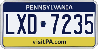 PA license plate LXD7235