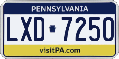 PA license plate LXD7250