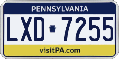 PA license plate LXD7255