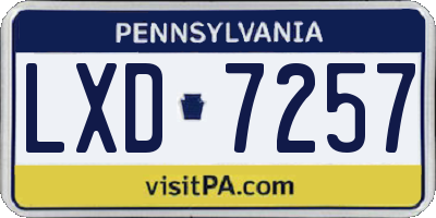 PA license plate LXD7257