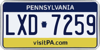 PA license plate LXD7259